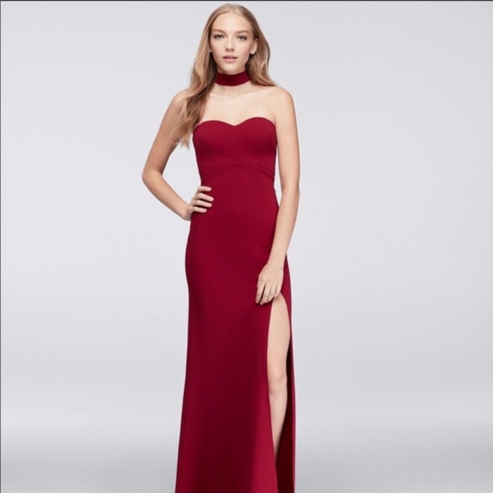 Strapless Red Maxi Dress with slit